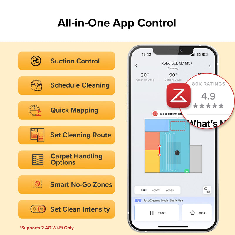 Roborock Q7 M5+ Robot Vacuum and Mop with Auto- Empty Dock (Upgraded from Q7 Max+)