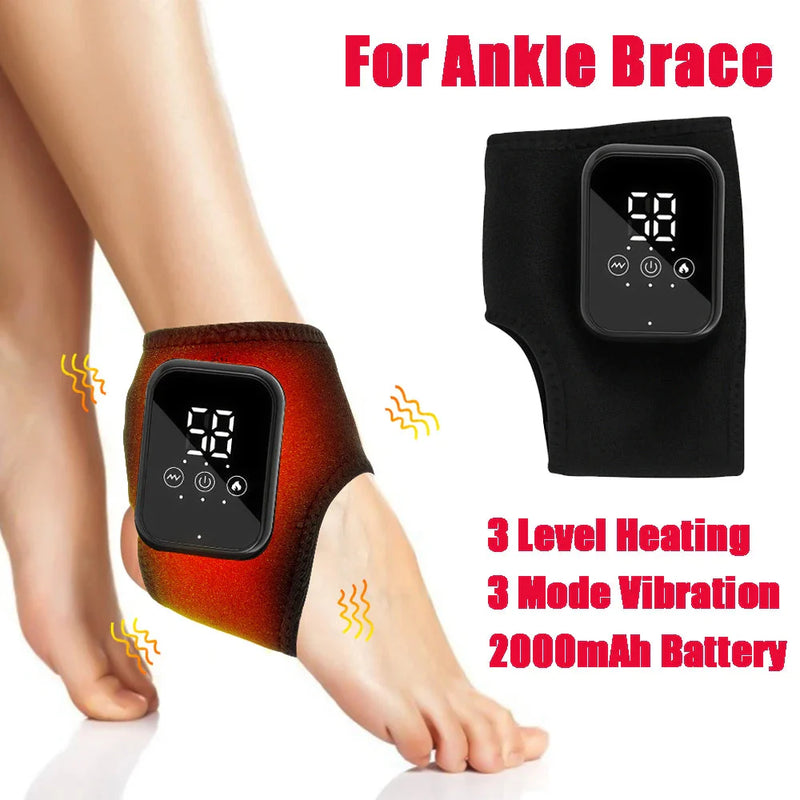 🦶 Electric Ankle Brace – Adjustable Hot Compress & Vibration Massage Support