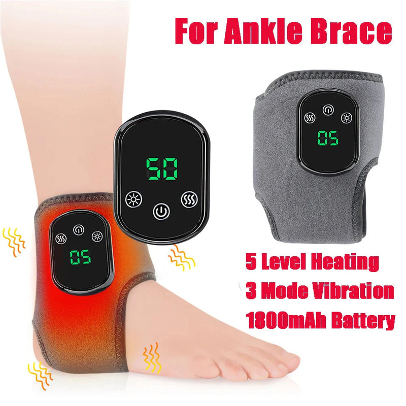🦶 Electric Ankle Brace – Adjustable Hot Compress & Vibration Massage Support
