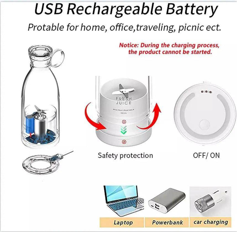 Portable Mini Juice Blender Bottle with Wireless Charging
